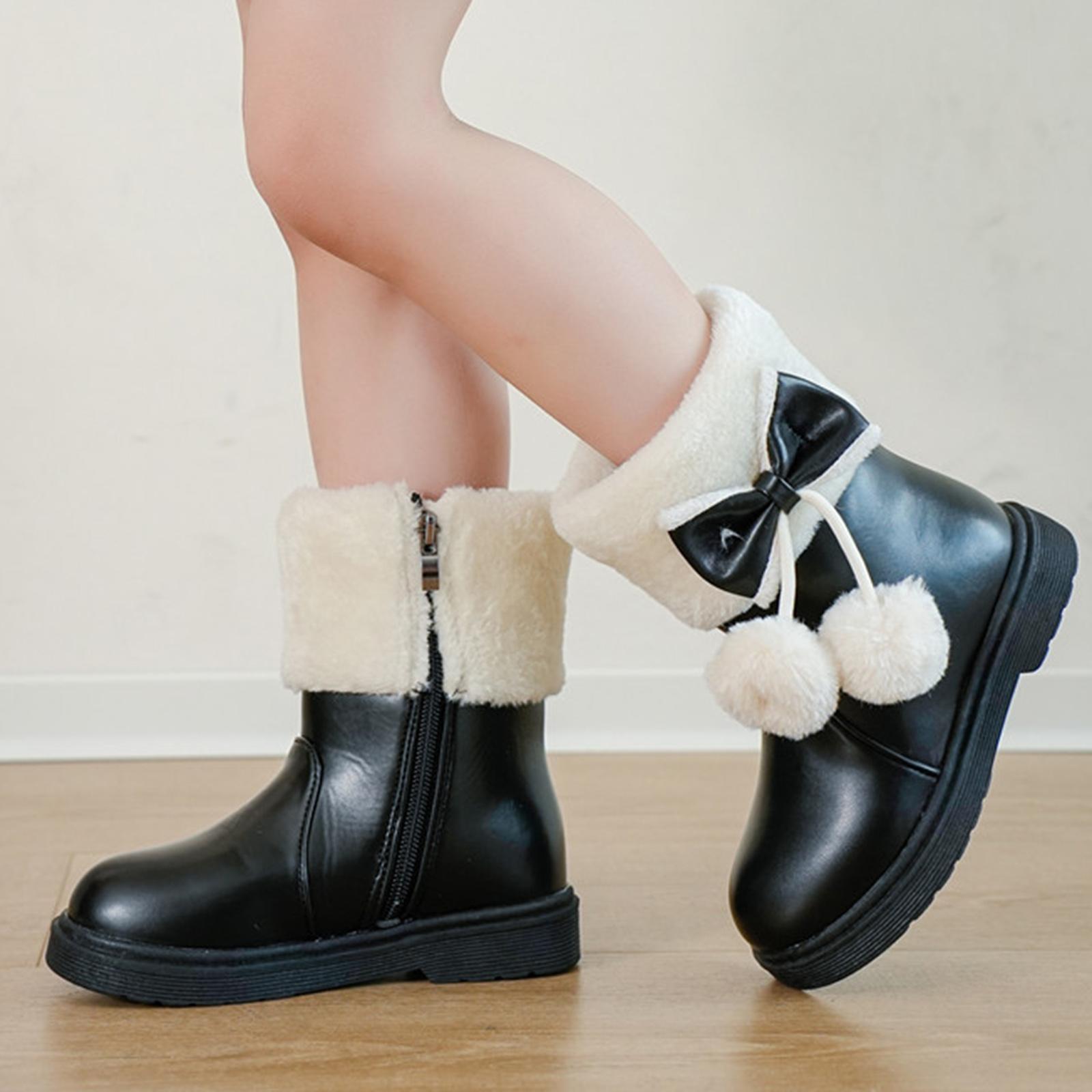 

Children s Boots, Big Children s Snow Boots, Girls Plush Thick Warm Leather Short Boots 31 чёрный