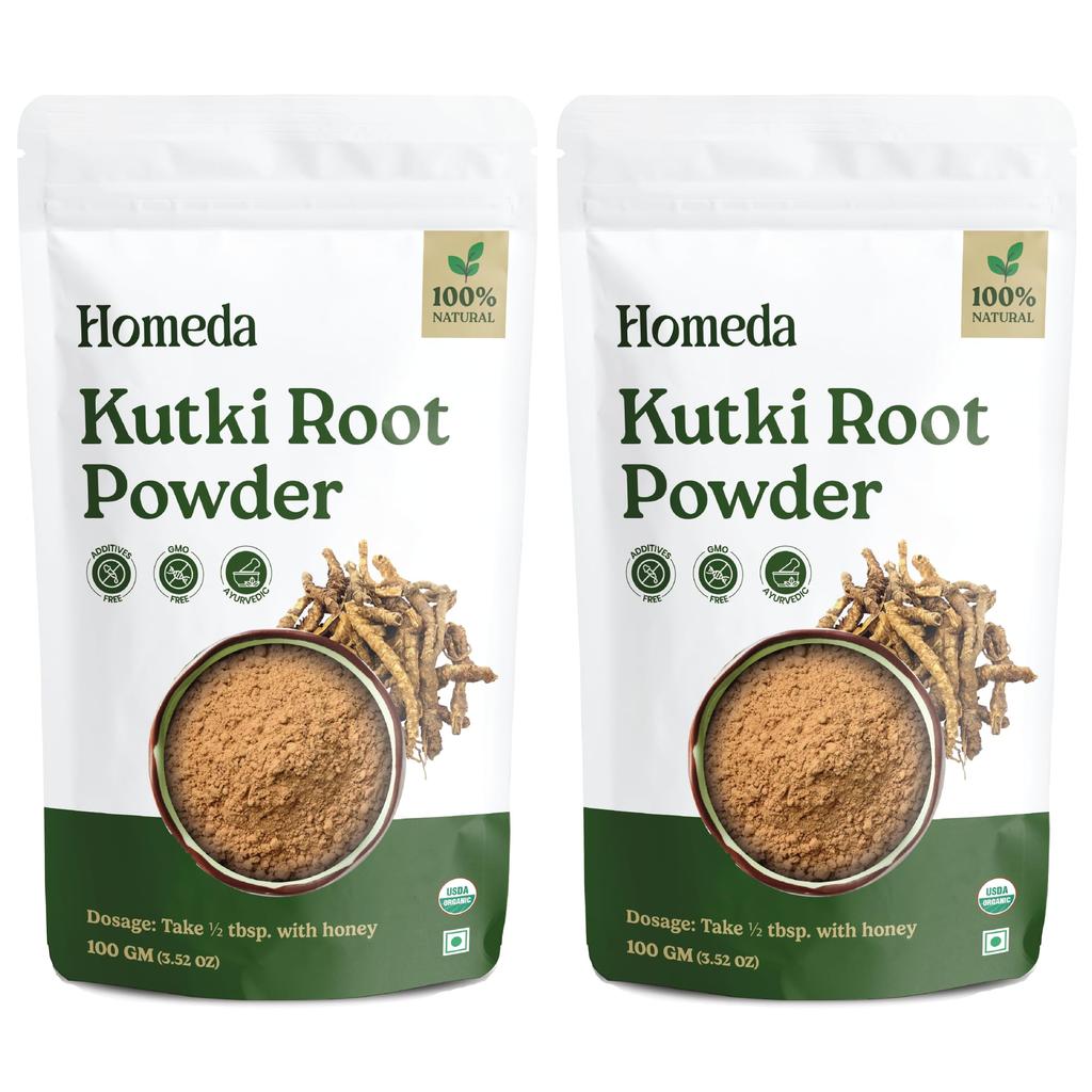 Polvere Kutki Homeda per il Supporto del Fegato e la Detossificazione (200 grammi), Polvere Biologica Ayurvedica Katuka Rohini - Katuki Churna, Katika Rohini - Confezione da 2