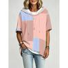 Plus size women's hooded top plaid striped patchwork loose dropped shoulder sleeves hoodie