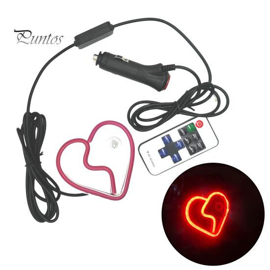 

Автомобильное освещение светодиодный неоновый свет с дистанционным управлением несколько режимов освещения супер яркий регулируемый светодиодный знак в форме сердца для автомобиля красный