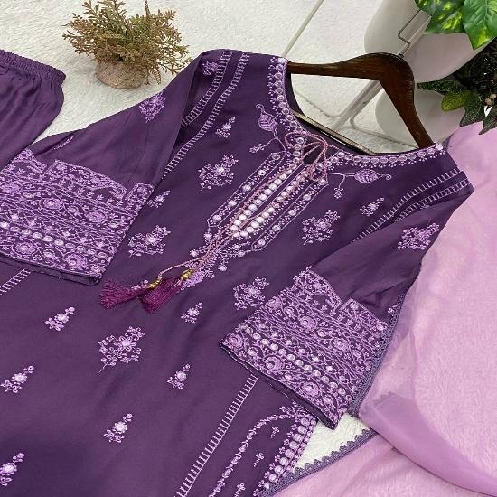 Elegant Embroidered 3-Piece Festive Kurta Pant Set