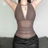 European and American style summer new women's clothing fashionable and sexy perspective backless large V-neck neck sling vest