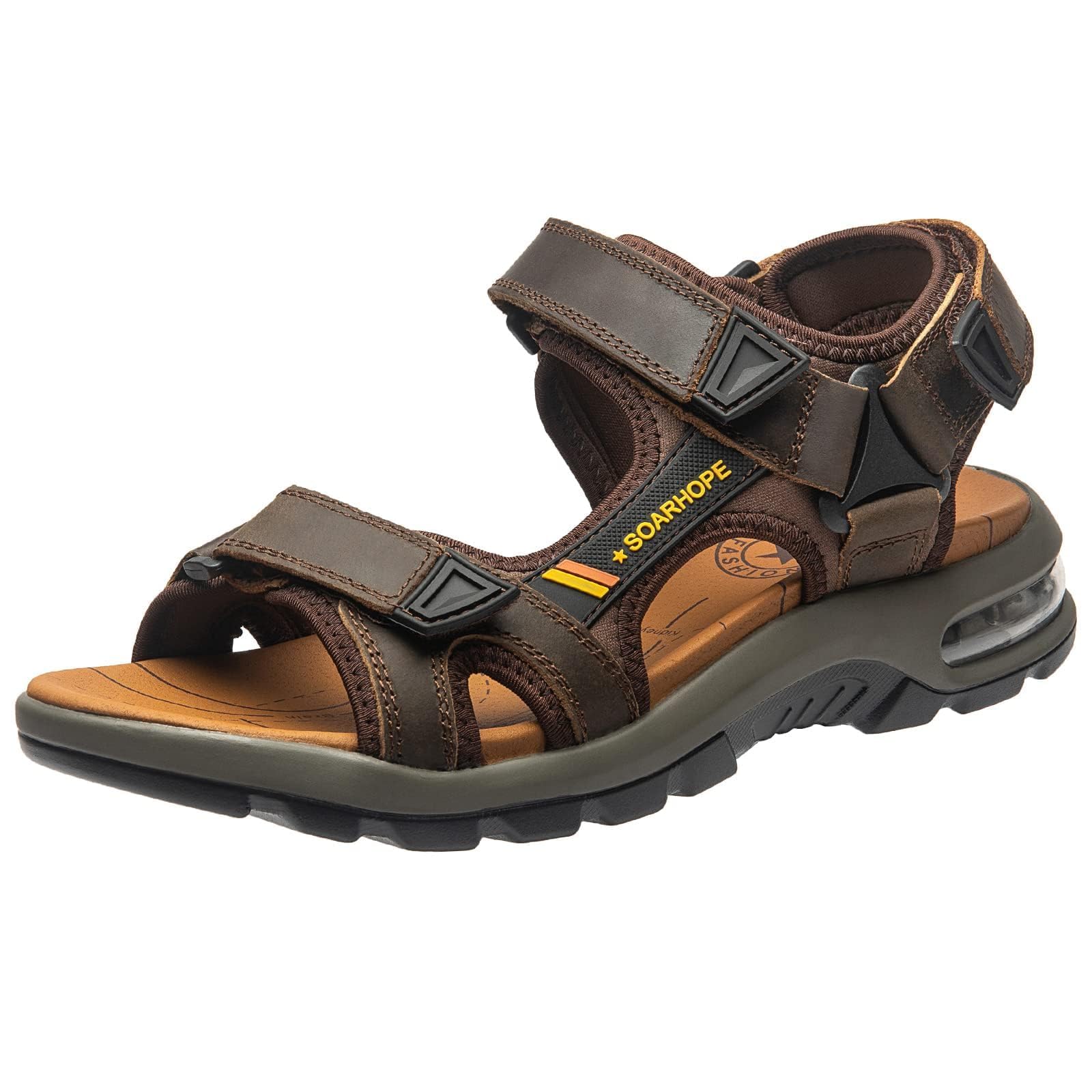 Sport Outdoor Air Velcro Genuine Summer Outdoor Breathable [SOARHOPE] Men s Sandals, Sandals, Cushion, Closure, Leather, Sandals, Walking, Wear,