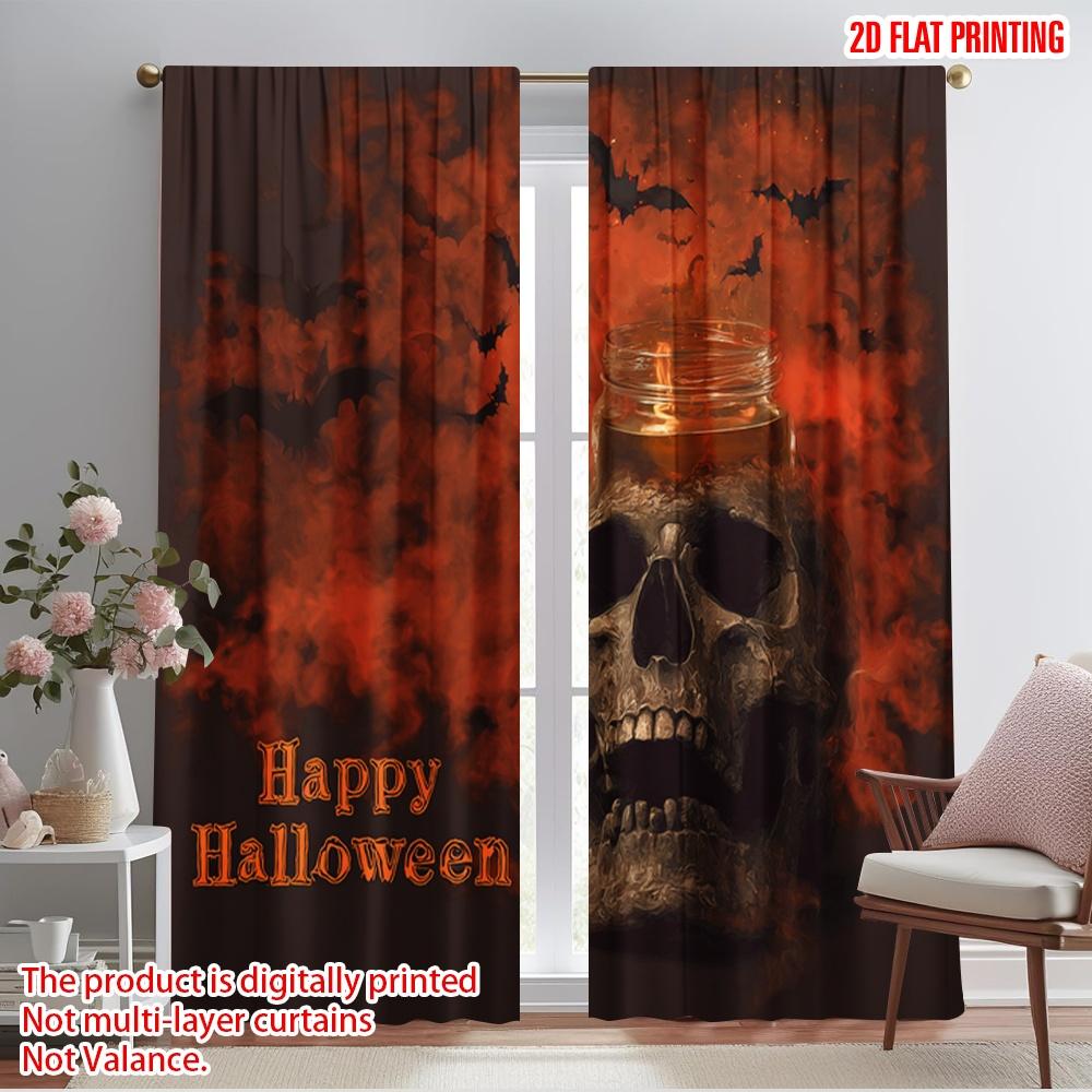 

2pcs,2D plane printing Contemporary Curtains skull (3) Versatile 100% Polyester (without rod) Room Decor for Bedroom Living Room 52.50×116.00 CM 2pcs