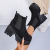 Women's Ankle Boots Platform Shoes Block Heels Womens Boots Solid Colors Women Pumps Sexy Leather Boots Square Toe Botas