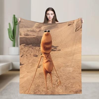 Marcus the Worm Funny Meme Print Blanket For Men Women Super Soft Cozy  Throw Blankets for Bed 50x60 Inches Multiple Sizes