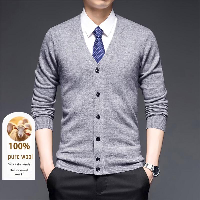 Hengyuanxiang Men's V-Neck Pullover Knit Sweater