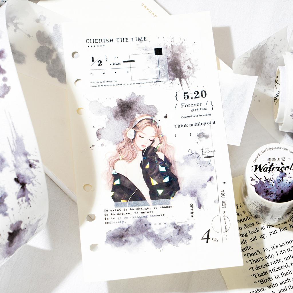1pcs/1lot Decorative Adhesive Tapes Watercolour Masking Tapes Junk Journal Scrapbooking Stikcers Paper Japanese