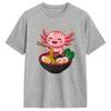Axolotl Eating Ramen Graphic Japanese Kawaii Anime Men Tee Shirt Short Sleeve Round Collar T-Shirts Graphic Clothes