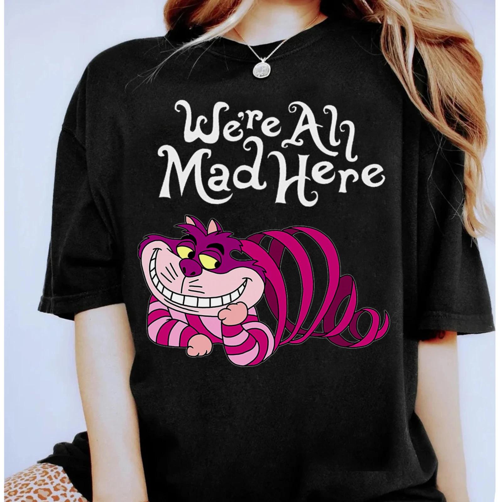 Cheshire Cat We re all Mad Here Unisex 100% Cotton T-shirt Mens Tees Top Adul100% Cotton T-shirt Mens Tees Top Gildan Tee S
