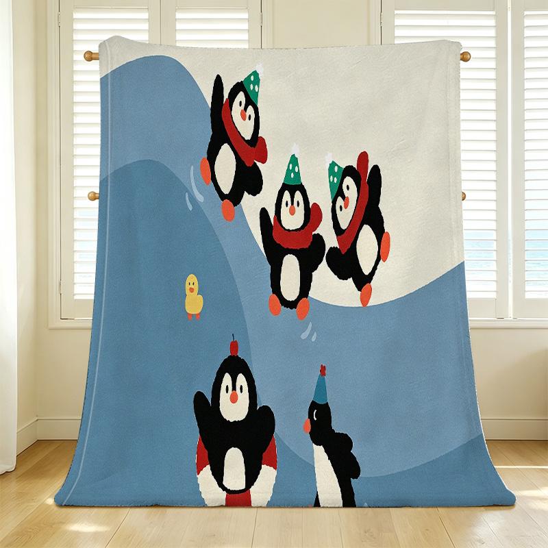 Penguin Series Flannel Blanket – No Shedding Soft Cozy Fleece, All-Purpose Warm Throw for Home, Camping, Christmas & Halloween Decor