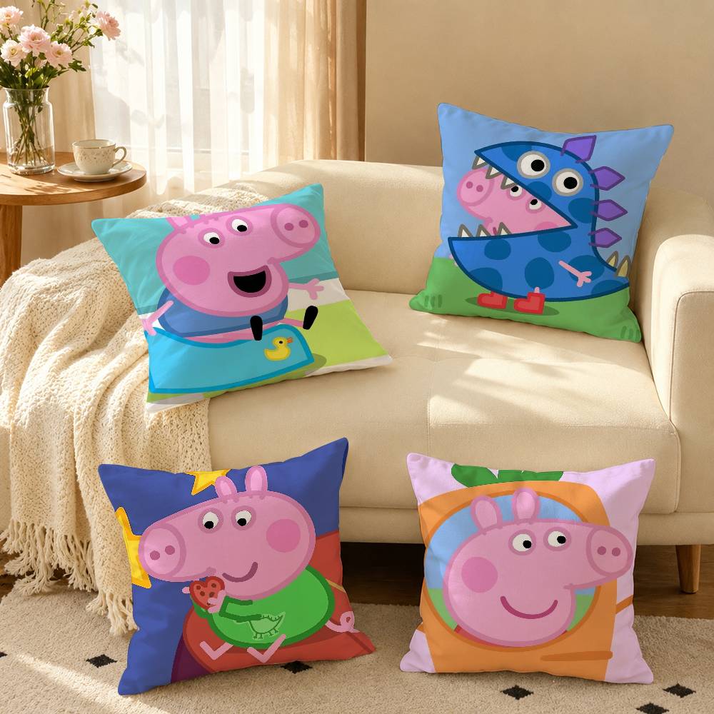 Pink P-P-Peppas-es Pigs Square Double-Sided printed Pillow Case Bedroom Bedside Pillow Sofa Cushion Cover