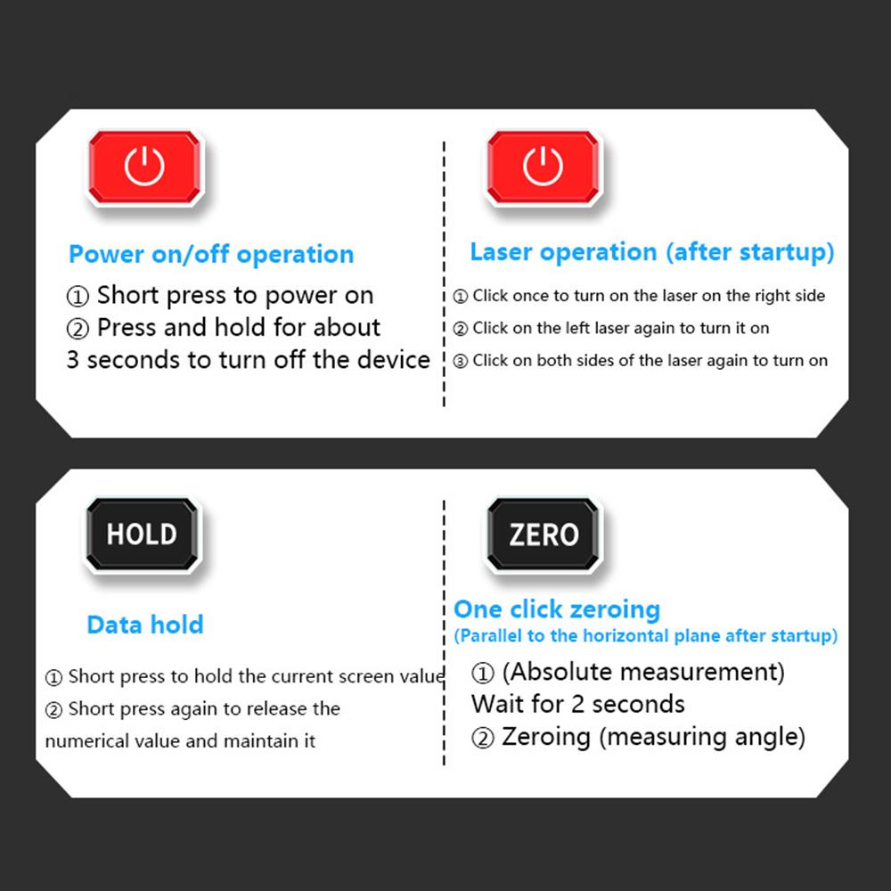 Magnetic Digital Angle Finder Electronic Laser Gauge Ruler 360 Degree LCD Protractor Mini Inclinometer Measuring Tool
