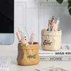 1Pc Creative Retro Imitation Paper Bag Pen Holder Resin Ornament Office Desktop Imitation Paper Bag Storage Student Pen Holder Holiday Gift
