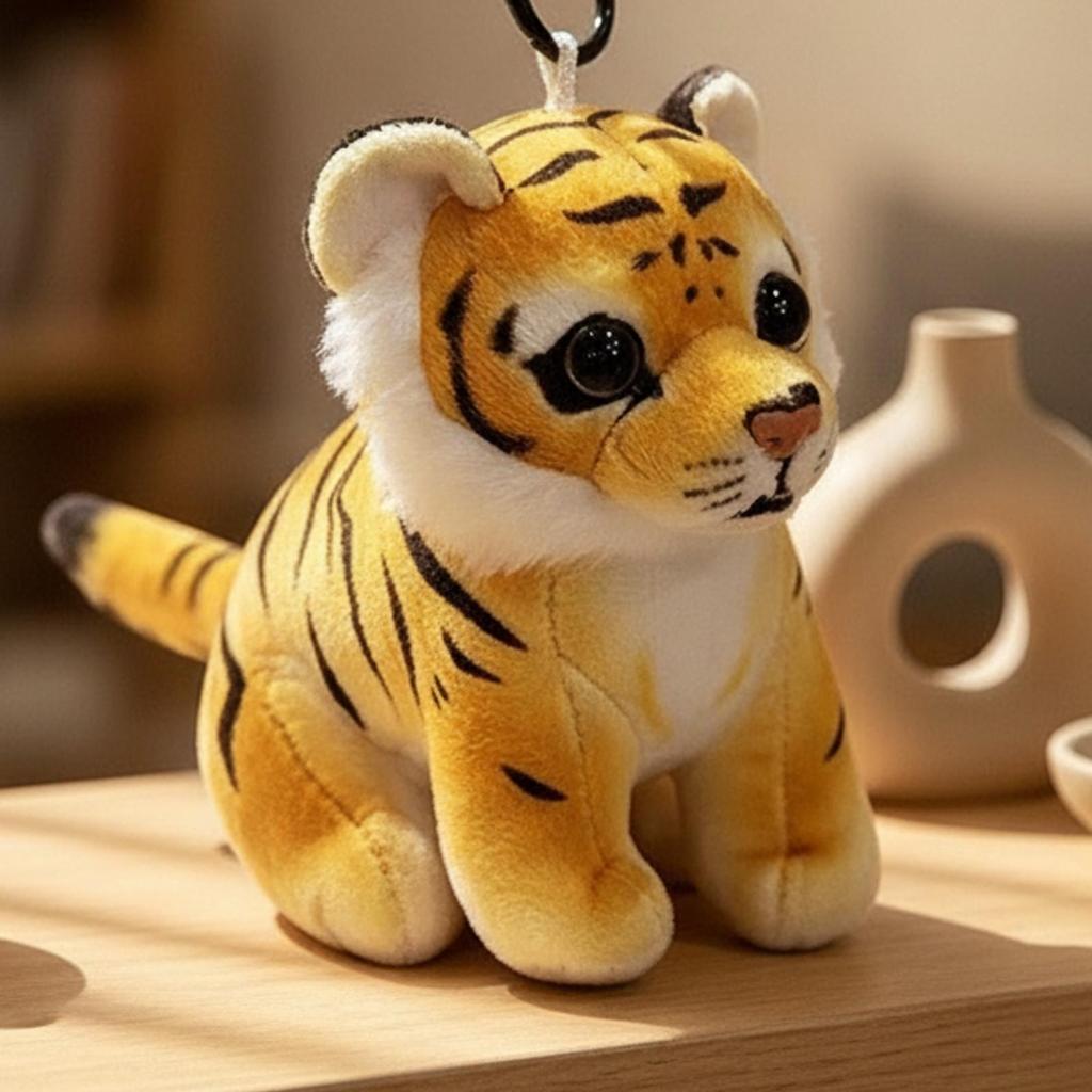 Soft Tiger Pendant Decorative Charm with Hanging Loop for Kids,