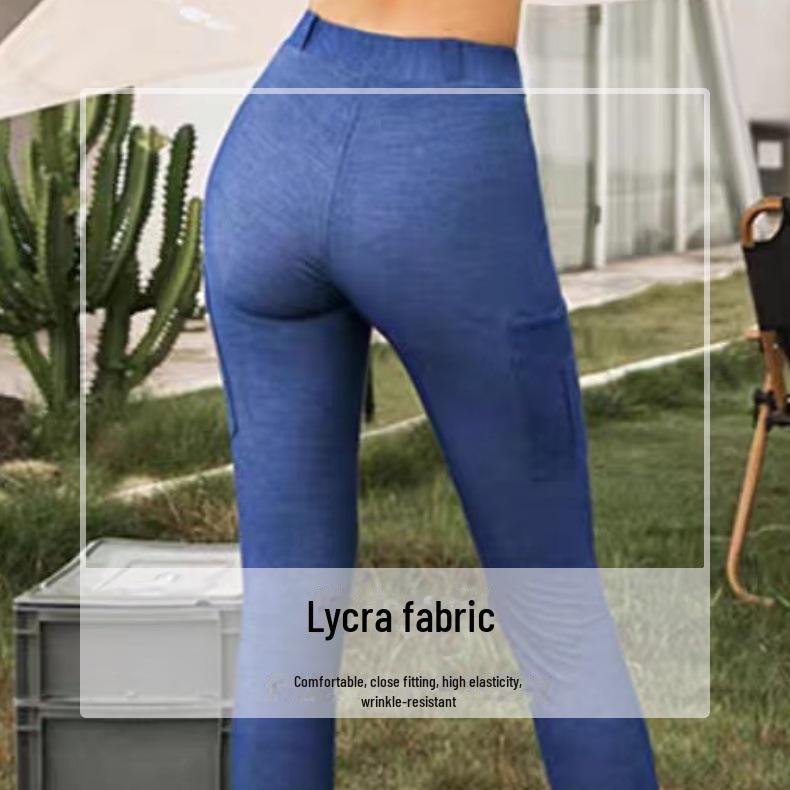 Denim Sports Bra & Hip-Lifting Yoga Tights Fitness Set