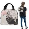 White Flower Black Woman Insulated Lunch Bag for Women Children Portable Food Boxes Thermal Lunch Box Tote