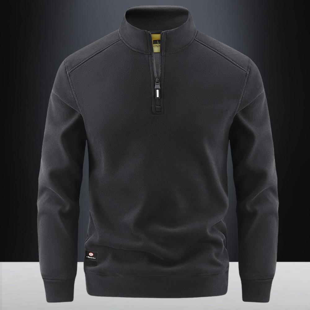 

Autumn Men s Half Zipper Sweatshirts Long Sleeve Solid Color Pullover Turtleneck Streetwear Winter Warm Jacket Sport Coats M чёрный
