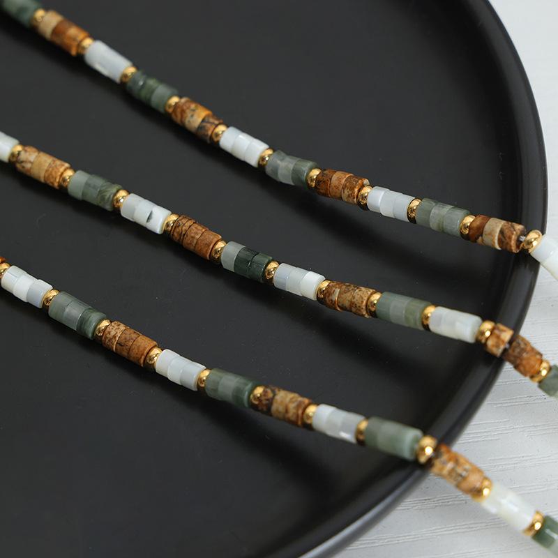 Böhmische Halskette mit runden Perlen aus Natursteinen und Titanstahl, Kaiserinwitwe, Persönlichkeit, vielseitiges Temperament, süßer Mädchenschmuck