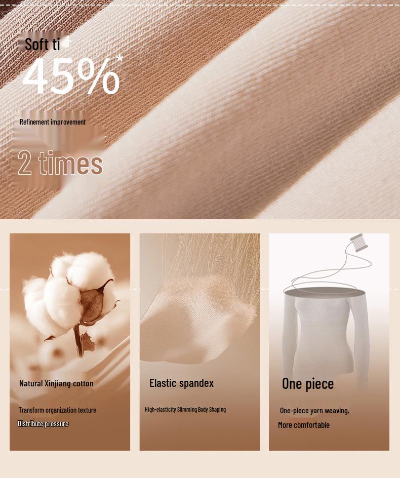 Women's Lace V-Neck Thermal Underwear Set - Slimming, Shaping, Heat-Generating Cotton