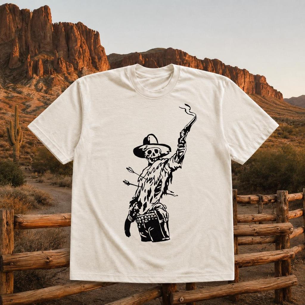 Vintage 90s Skeleton Cowboy Shirt, Skull Comfort Colors® Y2k Western Retro T-Shirt, Western Rodeo Skeleton Tee, Y2k Desert Men Girl Gift