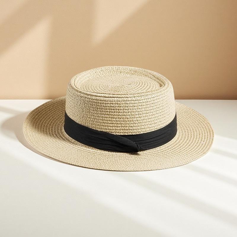 Grass Woven Hat Solid Color Bucket Hat Casual Daily Wear Sun Protection Hat