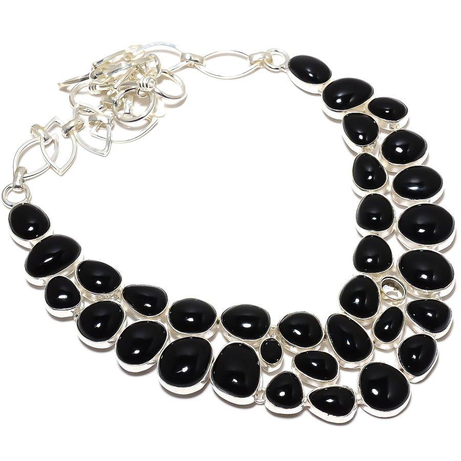 

Black Spinnel Gemstone Handmade 925 Silver Jewelry Necklace 18 JCN409-72