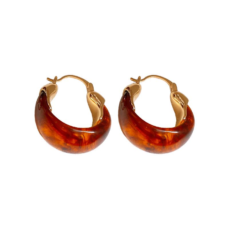 Gold-Plated U-Shaped Resin Ear Cuffs: Retro Y2K High-End Autumn & Winter Earrings