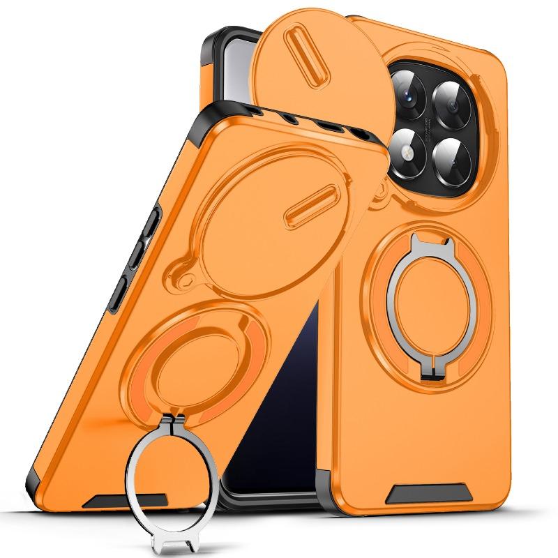 Slide Camera Protect Phone Case For Xiaomi Redmi Note 14 13 Pro Plus 14C 13 4G 5G Shockproof Magnetic Ring Stand Holder Cover