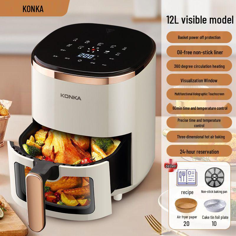 Smart Multifunctional Air Fryer Oven with Touch Screen - Oil-Free, Large Capacity