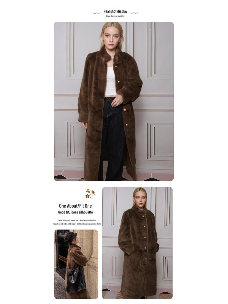 Women's Stylish Mink Fur Coat: Elegant Long Autumn & Winter Outerwear