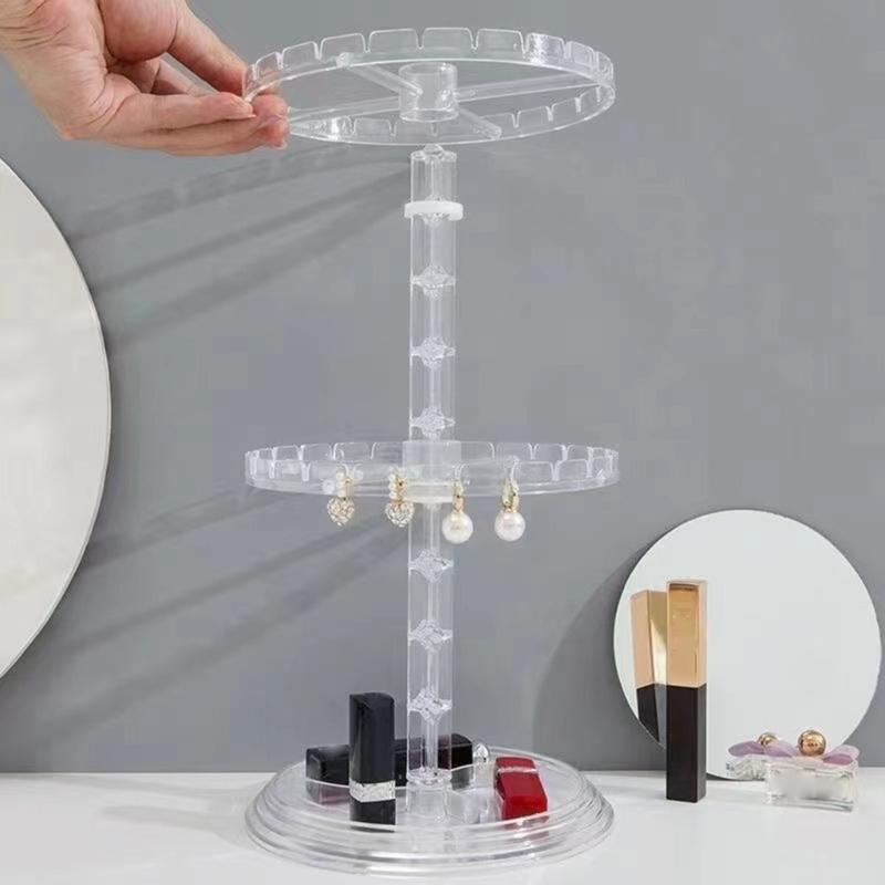 Rotating Earrings Display Stand Versatile Clear Jewelry Organizer Shelf Three Layer Rotating Jewellery Exhibition Rack