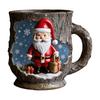Festive Christmas Mug 3D Tree Bark Texture Themed Santa Reindeer Coffee Cup Resin Holiday Decor Novelty Gifts