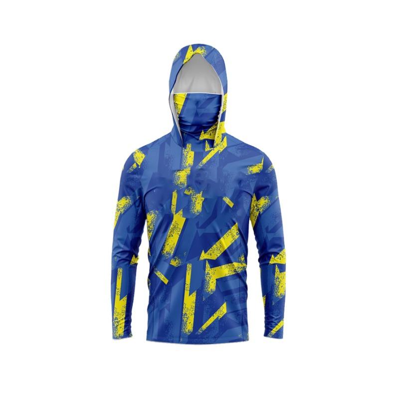 Men Long Sleeve Fishing Hoodie Mask Anti-UV Sun Protection Clothes Fish Shirt Hunting Fish Jersey UPF 50+