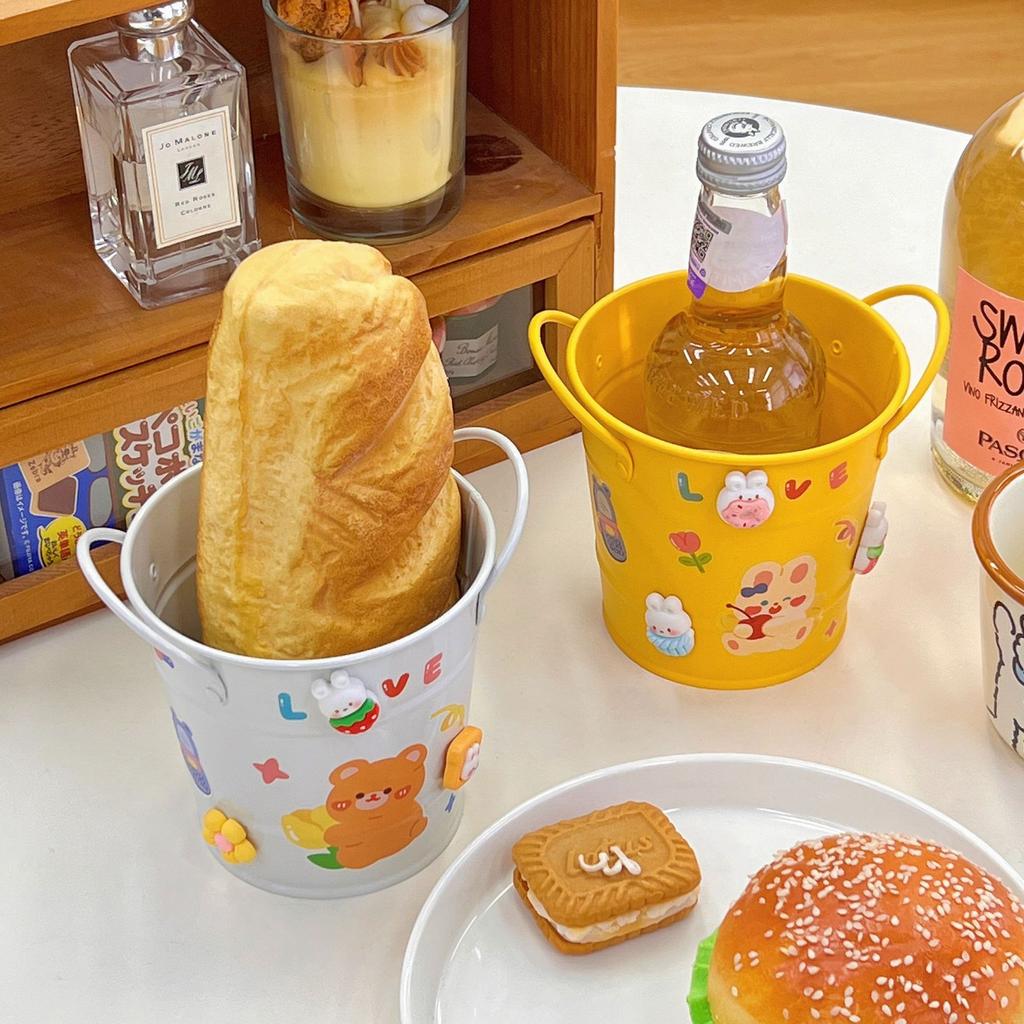 Creative Iron Art Pen Holder Student Desktop Storage Box Ins Fengwang Red Small Iron Bucket Personalized Cute Office Pen Bucket