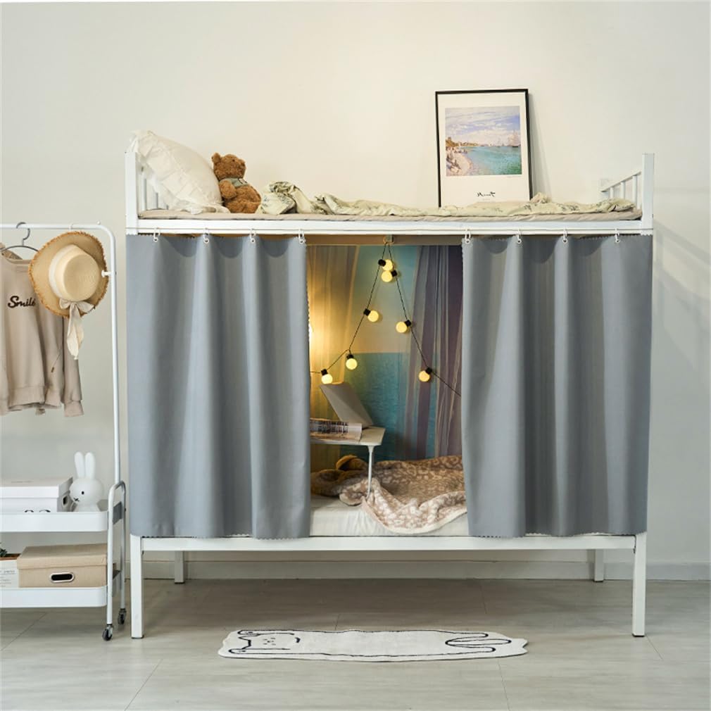 Dorm Home Bunk Bed Curtain Cloth Solid Thicken Bed Canopy Students Privacy Bed Shading Curtain Tent Lightproof Breathable Blackout Bedding Canopy