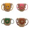 Woven Mini Straw Bucket Bag For Girls Pu Material Summer Accessory Messenger Bag