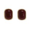 Silver needle burgundy square stud earrings for women's high-end sense versatile earrings, new foreign style explosive earrings for women