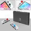 Custodia protettiva in TPU OLED adatta per Nintendo Switch, con pellicola temperata per lo schermo e 6 tasti per i pollici.