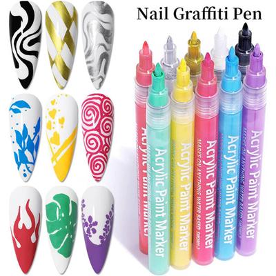 Yousheng Nail Art Pen Quick Dry DIY Decoration Fine Details Flower Pattern Manicure Tool Waterproof Painting Liner Brush Nail Art Drawing Graffiti