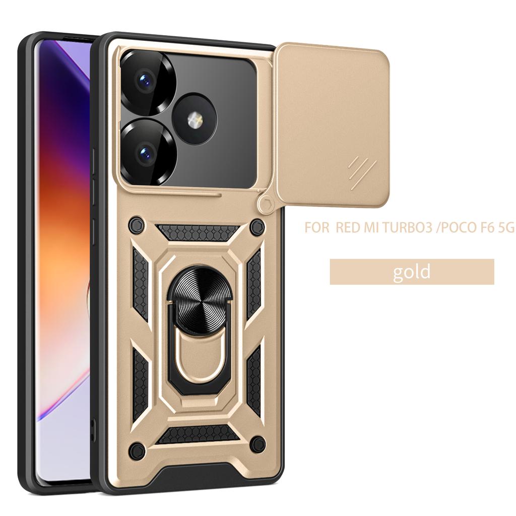 For Xiaomi Poco F6 Case Poco F6 Cover poco f6 Magnetic Ring Holder Armor Phone Case Slide Camera Protect Back Cover