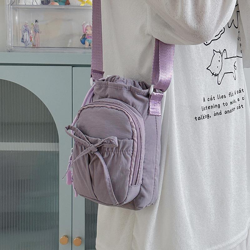 New outdoor lightweight bow bundle messenger bag waterproof mobile phone bag thermal insulation kettle bag women's shoulder bag