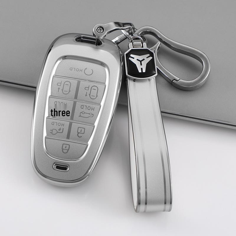 Hyundai Tucson L Quicksand Silver 4-Button Key Case - Korean Car Interior Protective Shell