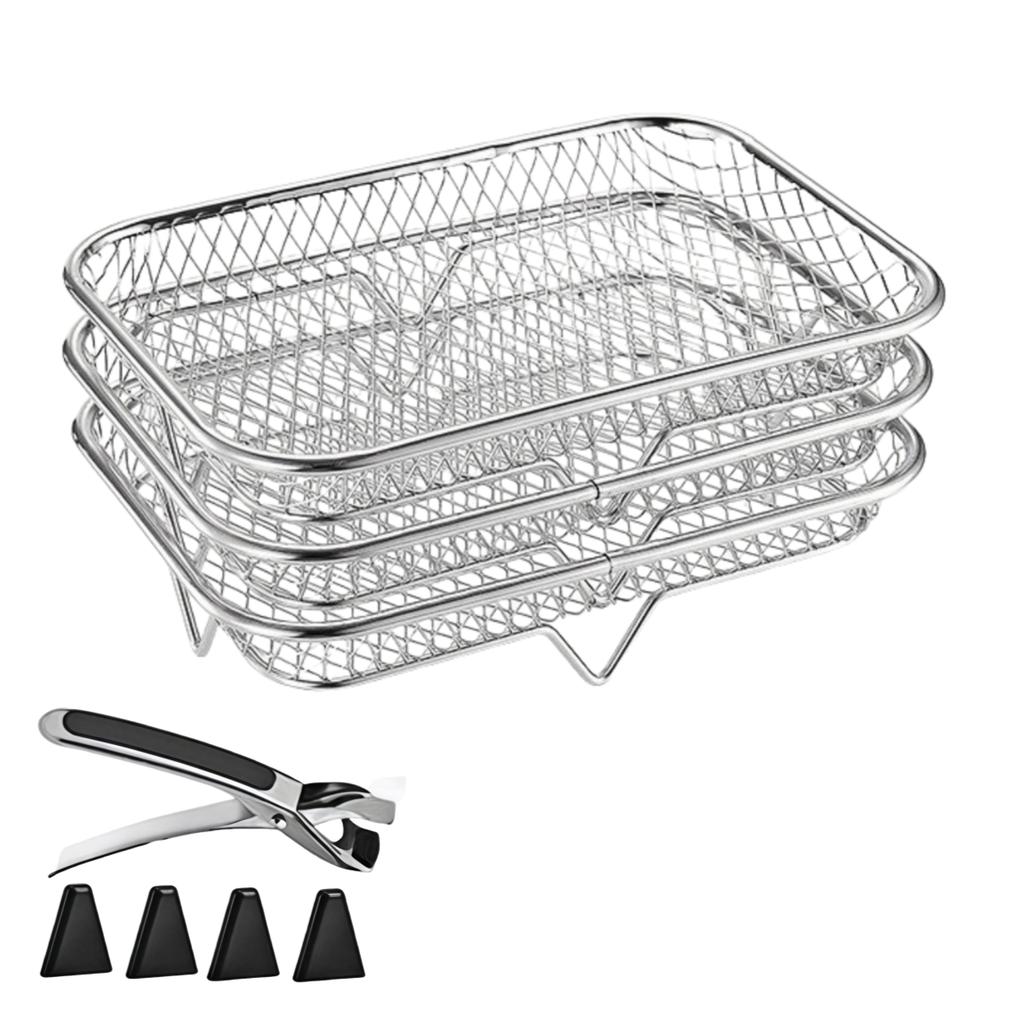 Kochrost Heißluftfritteuse Zubehör 19,5x13,5x9cm Rechteckiges Stapelbares Gestell Set Knusprige Textur Kochen Küche Kochen