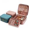 Velvet Jewelry Box With Dual Compartments For Rings Bracelets And Earrings