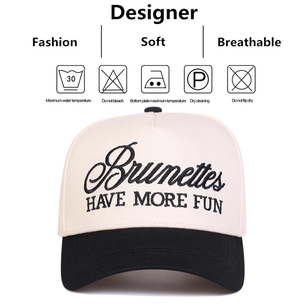 Unisex Brunettes Have More Fun Embroidery Baseball Caps Spring Autumn Outdoor Adjustable Casual Hats Sunscreen Hat Sports Cap
