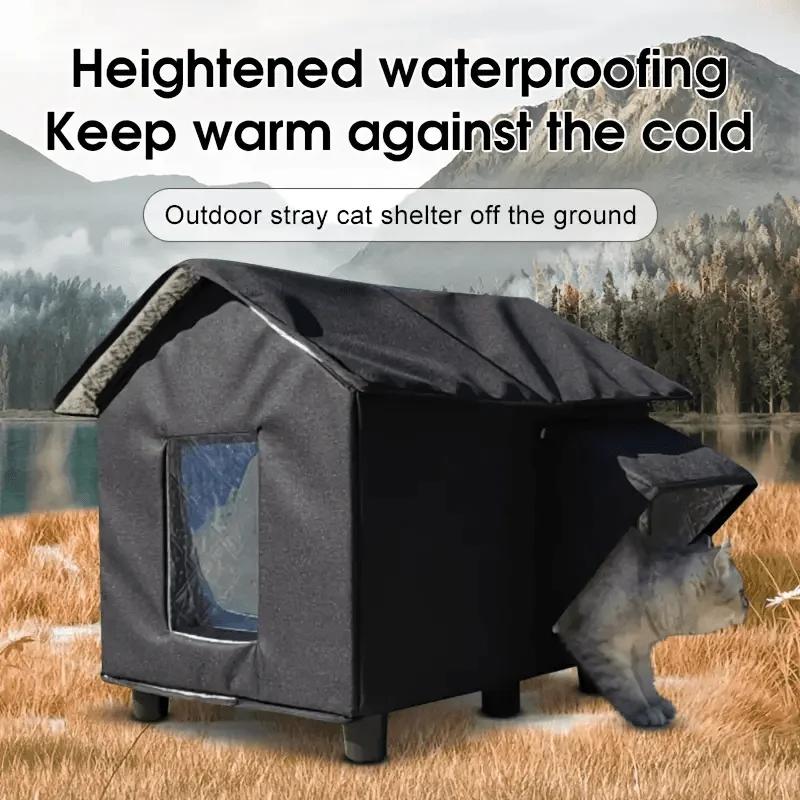 High-capacity Stray Cat House Outdoor Feral Cat Houses Foldable Bracket Pet Tent Cold Resistant Pet House Winter Warm for Outsid