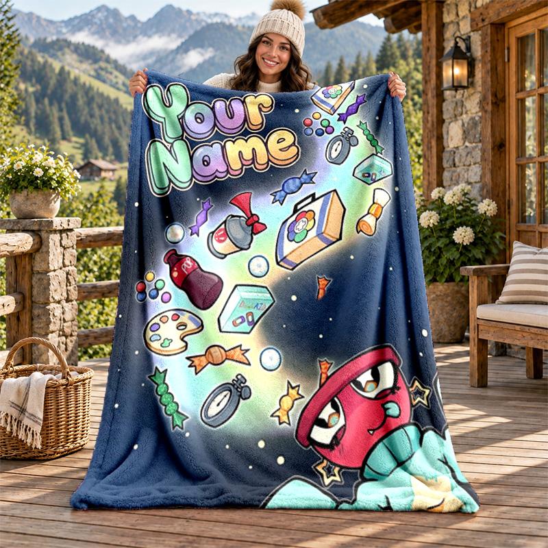 Dandys world Kişiye Özel İsimli Flanel Battaniye Kişiselleştirilmiş Yumuşak Sıcak Peluş Atkı Battaniye Aile Arkadaşlara Özel Hediye