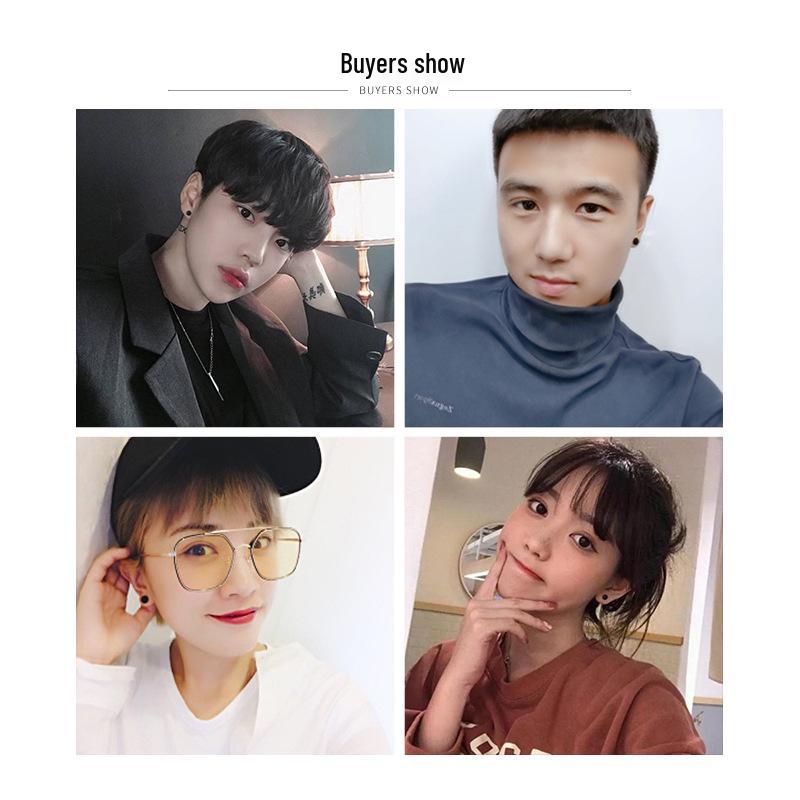 Pánské černé náušnice s puzetou: Korejský trend, jednoduchý kulatý hip hopový styl, všestranný pro ženy