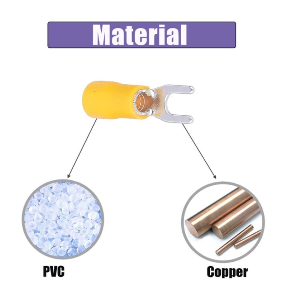50 Stück Langlebige SV5.5-4 Gabelklemmen 12-10 AWG Gelbe Kabelschuhe Drahtverbinder Kabelverbindung